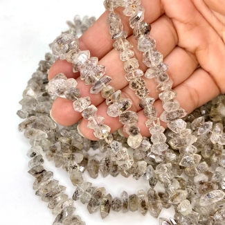 Herkimer Diamond 7-14mm Faceted Nugget Shape A Grade Gemstone Beads Lot - Total 8 Strands of 16 Inch.
