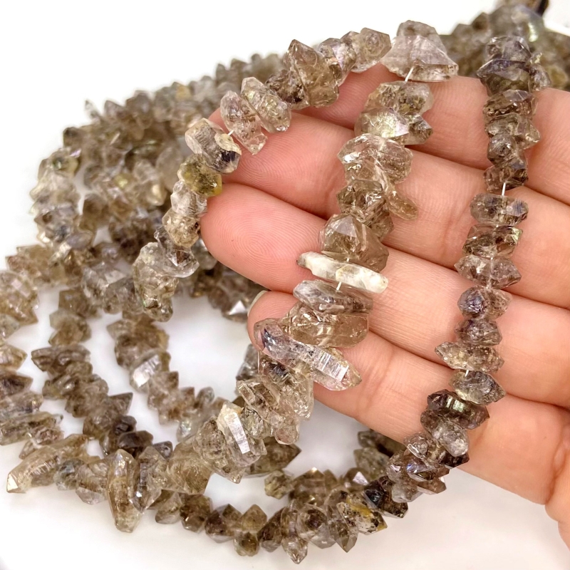 Herkimer Diamond 8-18mm Faceted Nugget Shape A Grade Gemstone Beads Lot - Total 6 Strands of 16 Inch.
