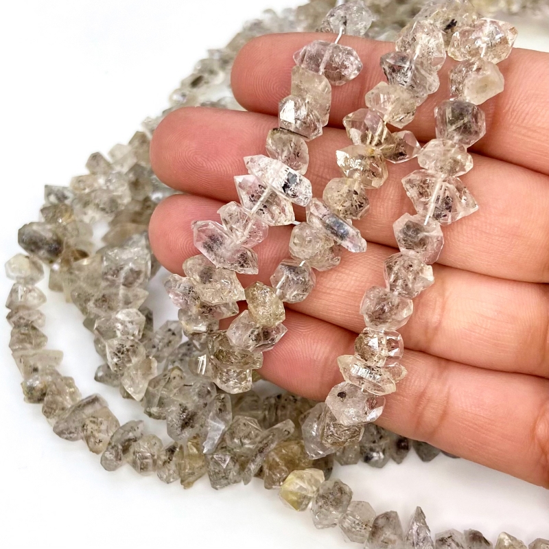 Herkimer Diamond 8-13mm Faceted Nugget Shape A Grade Gemstone Beads Lot - Total 7 Strands of 16 Inch.