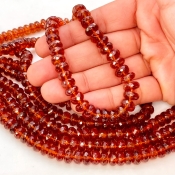 Hessonite Garnet 7-9mm Faceted Rondelle Shape AA Grade Gemstone Beads Strand - Total 1 Strand of 16 Inch.