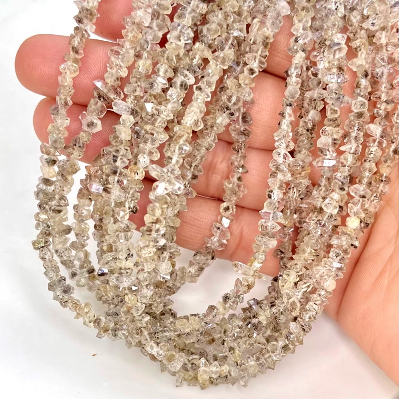 Herkimer Diamond 4-9mm Faceted Nugget Shape A+ Grade Gemstone Beads Lot - Total 10 Strands of 15 Inch.