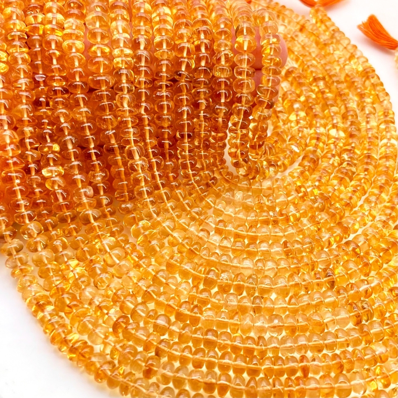Citrine 5.5-6mm Smooth Rondelle Shape AA+ Grade Gemstone Beads Strand - Total 1 Strand of 11 Inch.