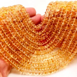 Citrine 6-7mm Smooth Rondelle Shape A+ Grade 11 Inch Long Gemstone Beads Strand
