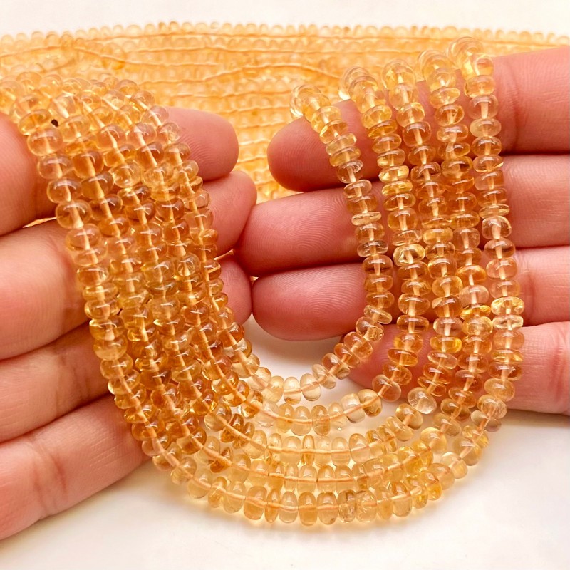 Citrine 5-5.5mm Smooth Rondelle Shape A+ Grade 11 Inch Long Gemstone Beads Strand
