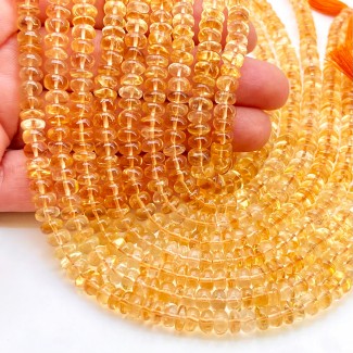 Citrine 5.5-6mm Smooth Rondelle Shape A+ Grade 11 Inch Long Gemstone Beads Strand