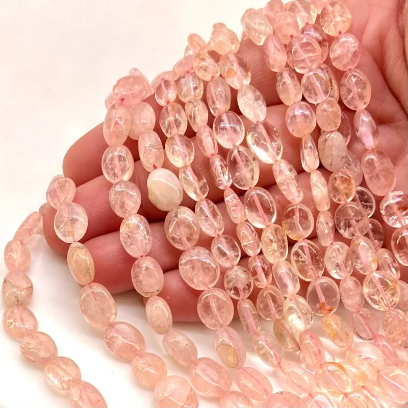 Morganite 14-24mm Smooth Oval Shape A Grade Gemstone Beads Lot - Total 6 Strands of 16 Inch.