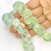 Prehnite 7-12mm Briolette Onion Shape AA+ Grade Gemstone Beads Lot - Total 2 Strands of 8 Inch.