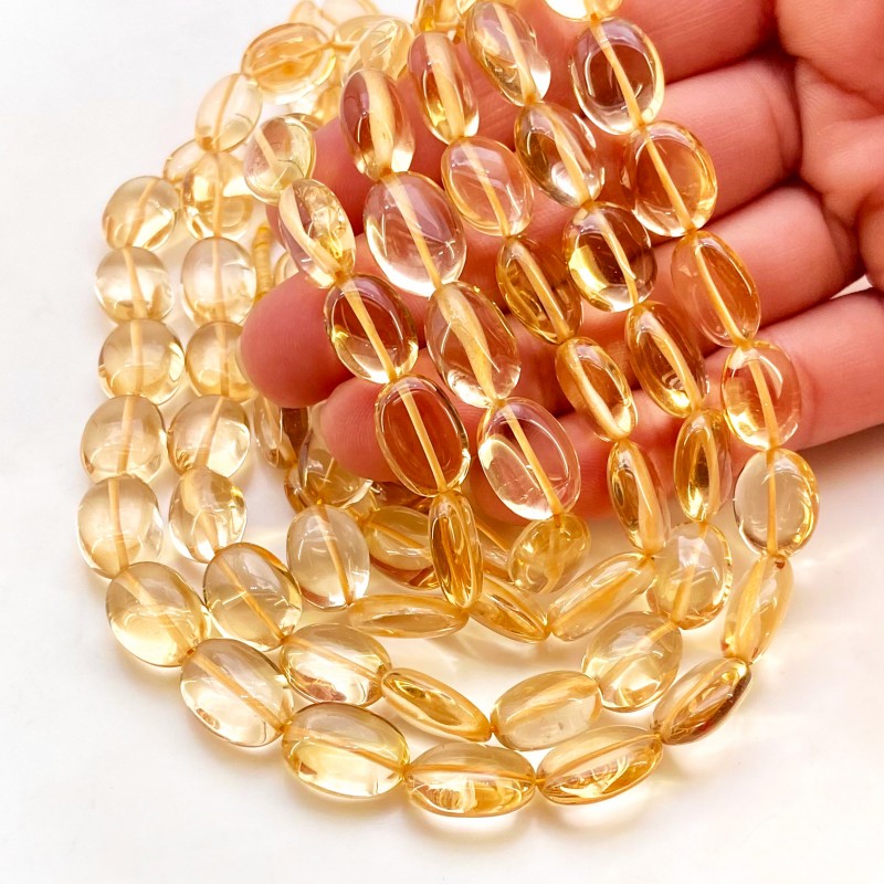 Citrine 11-14mm Smooth Oval Shape AA+ Grade Gemstone Beads Strand - Total 1 Strand of 14 Inch.