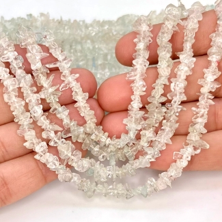 Aquamarine 4-7mm Tumbled Chip Shape B Grade Gemstone Beads Strand - Total 1 Strand of 36 Inch.