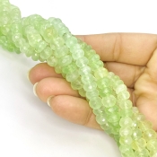 Prehnite 5.5-10mm Faceted Rondelle Shape AA Grade Gemstone Beads Lot - Total 6 Strands of 10 Inch.