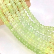 Prehnite 5.5-10mm Faceted Rondelle Shape AA Grade Gemstone Beads Lot - Total 6 Strands of 10 Inch.