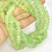 Prehnite 5.5-10mm Faceted Rondelle Shape AA Grade Gemstone Beads Lot - Total 6 Strands of 10 Inch.