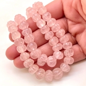 Morganite 6-12mm Carved Melon Shape AA Grade Gemstone Beads Strand - Total 1 Strand of 15 Inch.