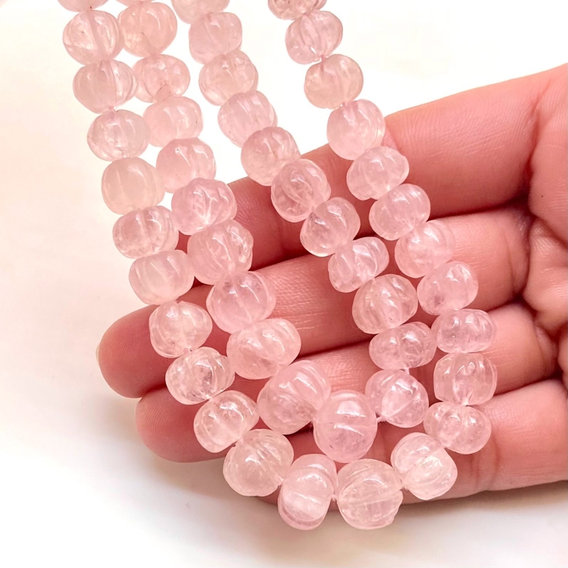 Morganite 6-12mm Carved Melon Shape AA Grade Gemstone Beads Strand - Total 1 Strand of 15 Inch.