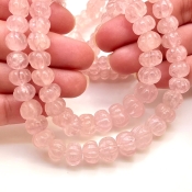 Morganite 6-12mm Carved Melon Shape AA Grade Gemstone Beads Strand - Total 1 Strand of 15 Inch.