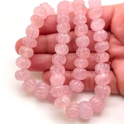 Morganite 7-13mm Carved Melon Shape AA Grade Gemstone Beads Strand - Total 1 Strand of 16 Inch.