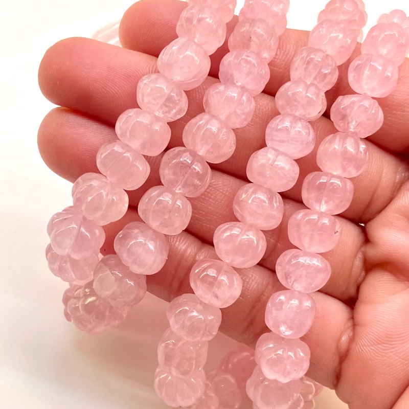 Morganite 7-13mm Carved Melon Shape AA Grade Gemstone Beads Strand - Total 1 Strand of 16 Inch.