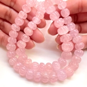 Morganite 7-13mm Carved Melon Shape AA Grade Gemstone Beads Strand - Total 1 Strand of 16 Inch.