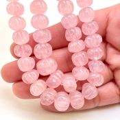 Morganite 7-13mm Carved Melon Shape AA Grade Gemstone Beads Strand - Total 1 Strand of 16 Inch.