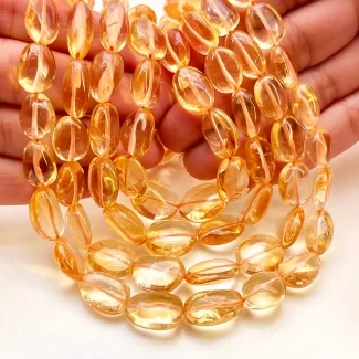 Citrine 9-16mm Smooth Nugget Shape AAA Grade Gemstone Beads Strand - Total 1 Strand of 17 Inch.