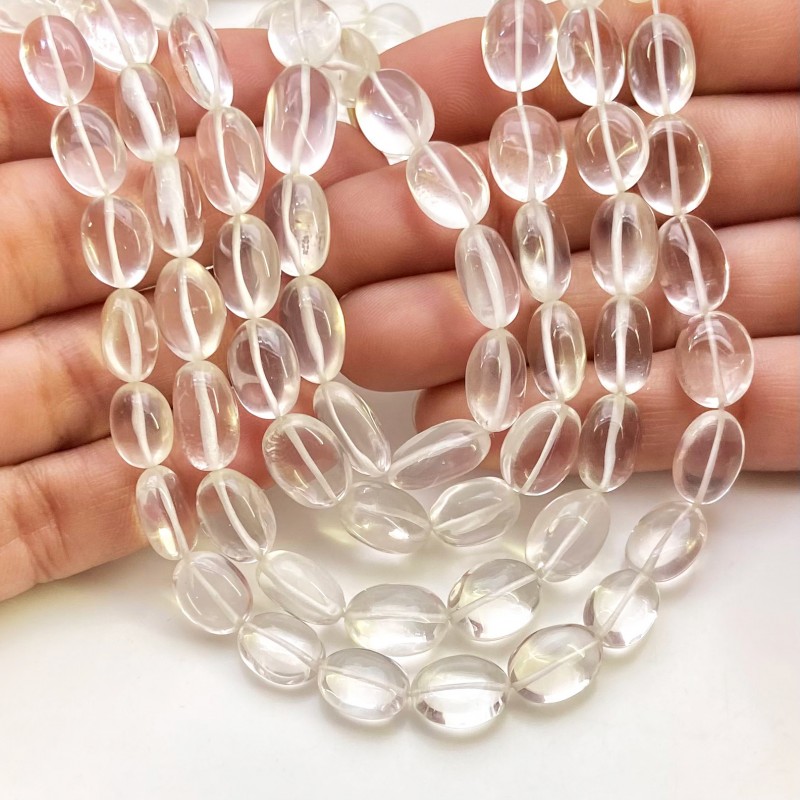 Ice Quartz 9-12mm Smooth Oval Shape AAA Grade Gemstone Beads Strand - Total 1 Strand of 17 Inch.