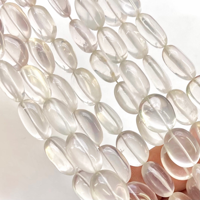 Ice Quartz 12-18mm Smooth Oval Shape AAA Grade Gemstone Beads Strand - Total 1 Strand of 18 Inch.