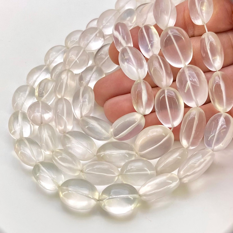 Ice Quartz 12-18mm Smooth Oval Shape AAA Grade Gemstone Beads Strand - Total 1 Strand of 18 Inch.