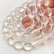 Ice Quartz 12-18mm Smooth Oval Shape AAA Grade Gemstone Beads Strand - Total 1 Strand of 18 Inch.