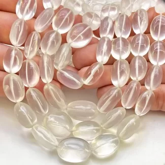 Ice Quartz 12-18mm Smooth Oval Shape AAA Grade Gemstone Beads Strand - Total 1 Strand of 18 Inch.