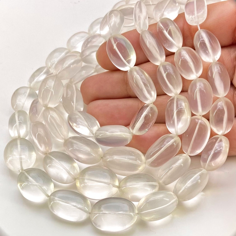 Ice Quartz 12-18mm Smooth Oval Shape AAA Grade Gemstone Beads Strand - Total 1 Strand of 18 Inch.