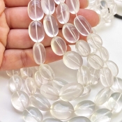 Ice Quartz 12-18mm Smooth Oval Shape AAA Grade Gemstone Beads Strand - Total 1 Strand of 18 Inch.
