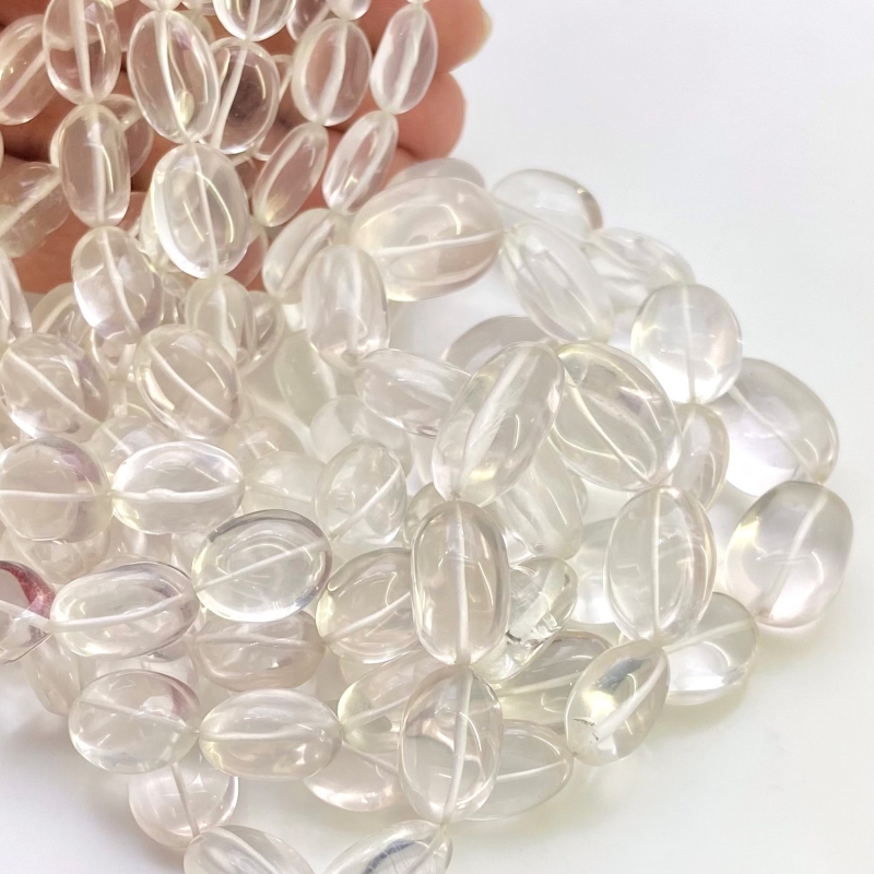 Ice Quartz 12-18mm Smooth Oval Shape AAA Grade Gemstone Beads Strand - Total 1 Strand of 17 Inch.