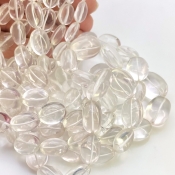 Ice Quartz 12-18mm Smooth Oval Shape AAA Grade Gemstone Beads Strand - Total 1 Strand of 17 Inch.
