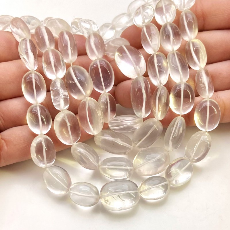 Ice Quartz 12-18mm Smooth Oval Shape AAA Grade Gemstone Beads Strand - Total 1 Strand of 17 Inch.