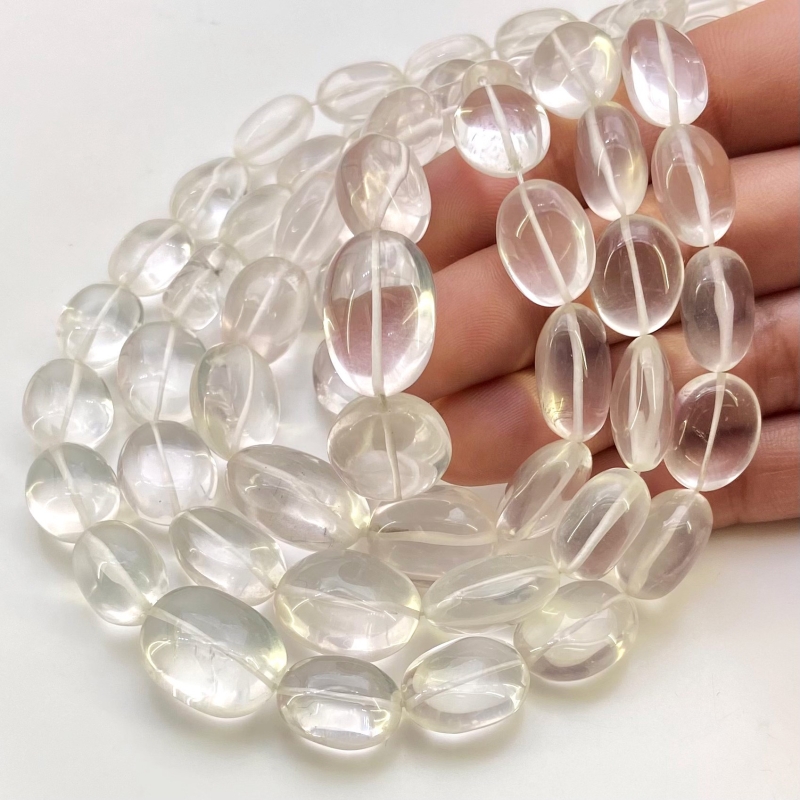 Ice Quartz 12-18mm Smooth Oval Shape AAA Grade Gemstone Beads Strand - Total 1 Strand of 17 Inch.