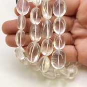 Ice Quartz 12-18mm Smooth Oval Shape AAA Grade Gemstone Beads Strand - Total 1 Strand of 17 Inch.