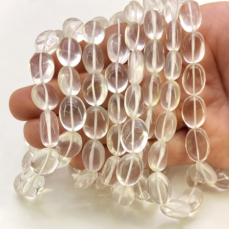 Ice Quartz 12-18mm Smooth Oval Shape AAA Grade Gemstone Beads Strand - Total 1 Strand of 17 Inch.