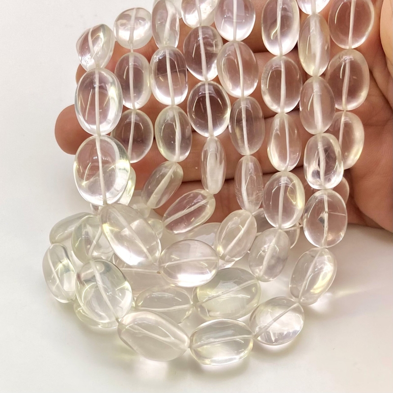 Ice Quartz 12-18mm Smooth Oval Shape AAA Grade Gemstone Beads Strand - Total 1 Strand of 17 Inch.