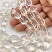 Ice Quartz 12-18mm Smooth Oval Shape AAA Grade Gemstone Beads Strand - Total 1 Strand of 17 Inch.