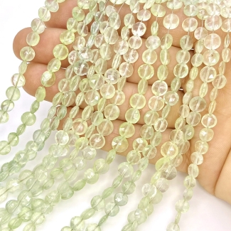 Prehnite 5-6.5mm Briolette Round Shape AAA Grade Gemstone Beads Lot - Total 14 Strands of 8 Inch.