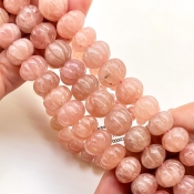 Strawberry Quartz 7-13mm Carved Melon Shape A+ Grade Gemstone Beads Strand - Total 1 Strand of 16 Inch.