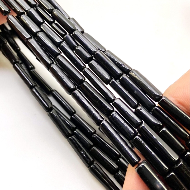 Black Onyx 8-17mm Smooth Pipe Shape AAA Grade Gemstone Beads Strand - Total 1 Strand of 14 Inch.