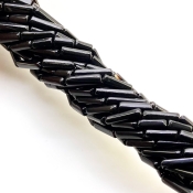 Black Onyx 8-17mm Smooth Pipe Shape AAA Grade Gemstone Beads Strand - Total 1 Strand of 14 Inch.