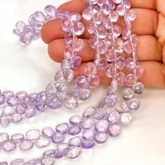 Lavender Quartz 6-8mm Briolette Heart Shape AAA Grade Gemstone Beads Strand - Total 1 Strand of 8 Inch.