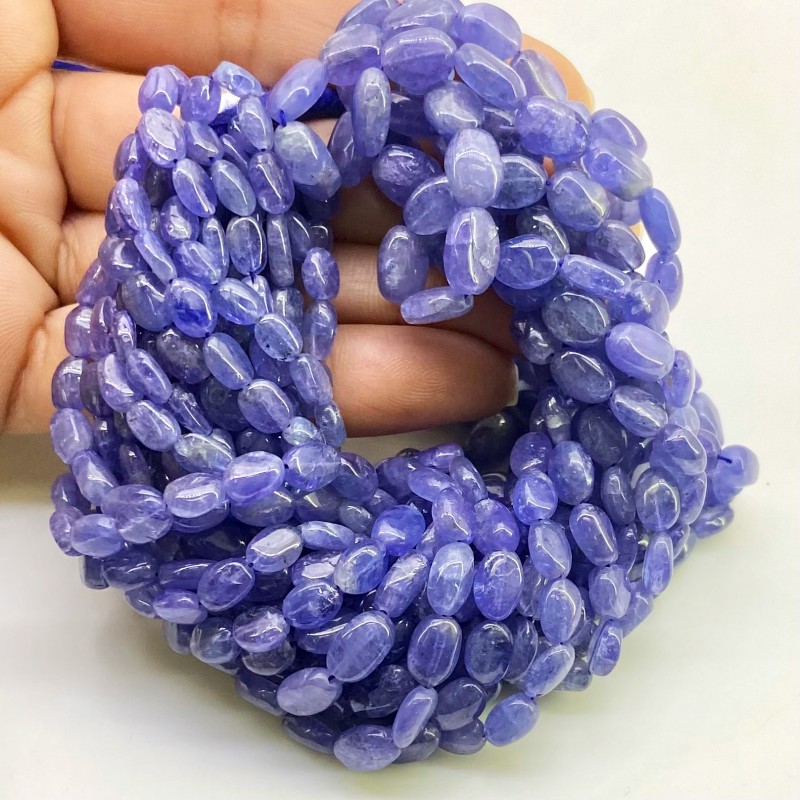 Tanzanite 5-9mm Smooth Oval Shape A+ Grade Gemstone Beads Strand - Total 1 Strand of 16 Inch.