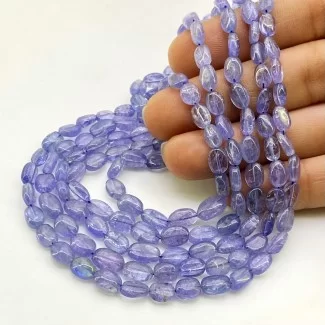 Tanzanite 5-8mm Smooth Oval Shape A+ Grade Gemstone Beads Strand - Total 1 Strand of 16 Inch.