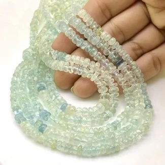 Multi Aquamarine 5-5.5mm Smooth Rondelle Shape A Grade Gemstone Beads Lot - Total 4 Strands of 16 Inch.