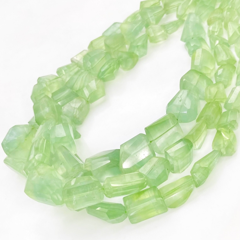 Prehnite 8-21mm Step Cut Nugget Shape AA+ Grade Gemstone Beads Strand - Total 1 Strand of 16 Inch.