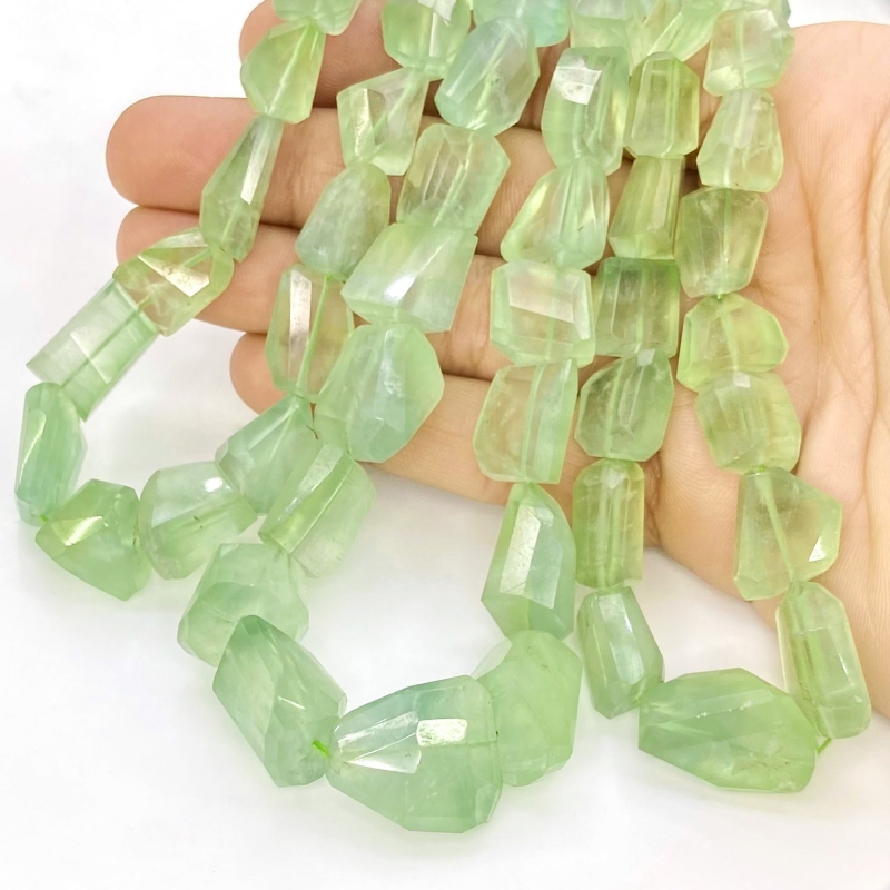 Prehnite 8-21mm Step Cut Nugget Shape AA+ Grade Gemstone Beads Strand - Total 1 Strand of 16 Inch.