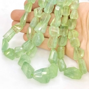 Prehnite 8-21mm Step Cut Nugget Shape AA+ Grade Gemstone Beads Strand - Total 1 Strand of 16 Inch.